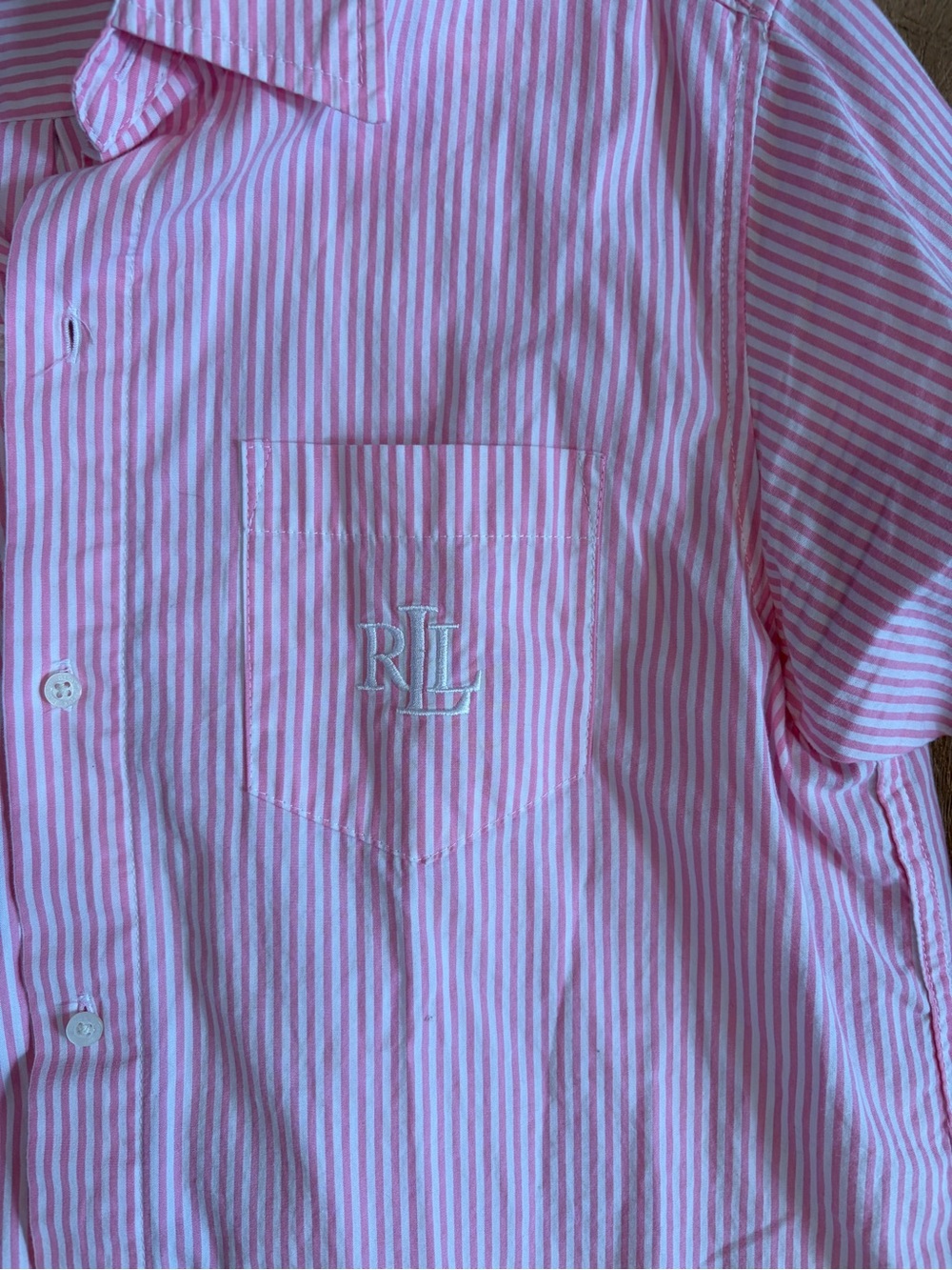 Lauren Ralph Lauren Pink White Stripe Cotton Shirt Dress Cover Up Sleep Shirt - Picture 3 of 10
